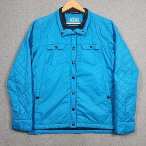Stio Skycrest Insulated Snap Shirt Womens Large Blue Outdoors Hiking Thermore